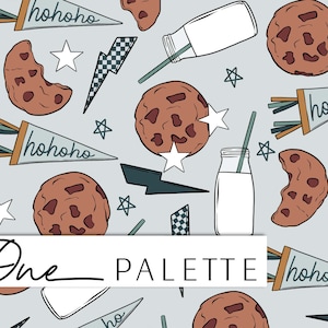 RILEY | Milk and Cookies Christmas Seamless Digital Pattern, Boy Christmas Seamless Repeat Pattern, Fabric Pattern, Christmas Seamless File