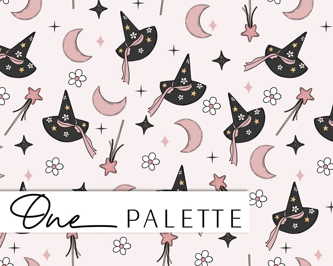 Pink Floral Halloween Witch Hat Seamless Pattern (digital File) - Etsy