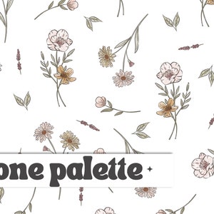 AURORA BLANC | Motif numérique sans couture Boho floral de printemps, motif de répétition sans couture, motif de tissu, fichier sans couture floral minimal,