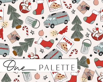 Boho Christmas Movie Seamless Pattern: Holiday Fabric (Digital File)