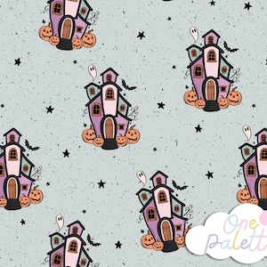 HAUNTED |  Haunted House Halloween Spooky ghost Seamless Digital Pattern, Seamless Pattern, Halloween Pattern, Halloween Seamless File