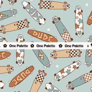 RONAN / Boy Skateboard Dude Neutral Seamless Digital Pattern, Seamless Repeat Pattern, Boy Fabric Pattern, Boy Seamless, Trendy Boy Fabric