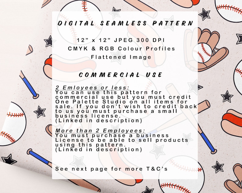 Baseball Summer Seamless Pattern: Trendy Fabric File (Digital Download) image 4