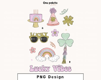 Lucky Vibes St Patrick's Day PNG: Shamrock Sublimation Design (Digital Download)