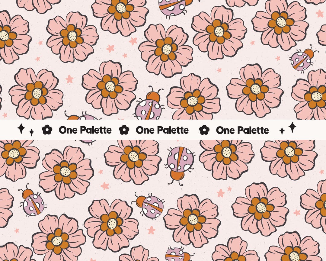 Lady Bug Spring Pattern Spring Floral Ladybug Seamless Pattern: Blossom Fabric File (digital ...