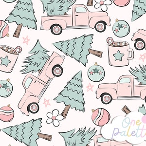 SWEET CHRISTMAS V1 |  Pastel Christmas Seamless Digital Pattern, Sweet Cute Christmas Seamless Repeat Pattern, Fabric Pattern, Seamless File