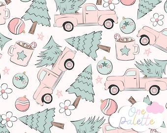 スウィートクリスマス V1 | パステルクリスマスシームレスデジタルパターン、甘くてかわいいクリスマスシームレスリピートパターン、ファブリックパターン、シームレスファイル
