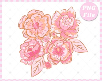 Pink Boho Flowers PNG: Floral Sublimation Design (Digital Download)