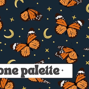 CELESTIA V2 / Monarch Butterflies Modello digitale senza cuciture, motivo ripetuto senza cuciture celeste, modello di tessuto, ricamo digitale senza cuciture