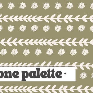 FLEUR GREEN | Floral Vintage Coordinate Seamless Digital Pattern, Seamless Repeat Pattern, Fabric Pattern, Painterly Daisy Seamless File