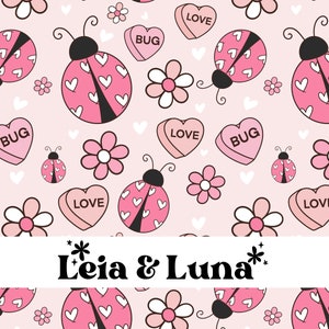 LOVE BUG / Valentines Lady Beetle Seamless Digital Pattern, Seamless Repeat Pattern, Fabric Pattern, Seamless File, Commercial Use Pattern