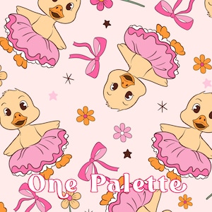 MARGOT | Frühling Ente Ostern nahtlose digitale Muster, rosa Frühling nahtlose Muster, Stoffmuster, trendige Nahtlos, Ente Ballerina