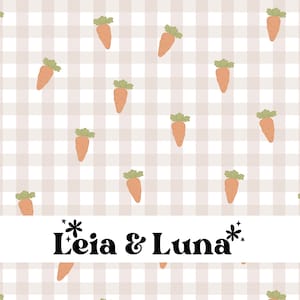 BEIGE GINGHAM CARROTS | Gingham Easter Neutral Carrots Seamless Digital Pattern, Seamless Repeat Pattern, Fabric Pattern, Seamless File
