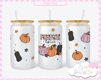 Pumpkin Spice Libbey Glass Tumbler Wrap: Seamless PNG (Digital Download)