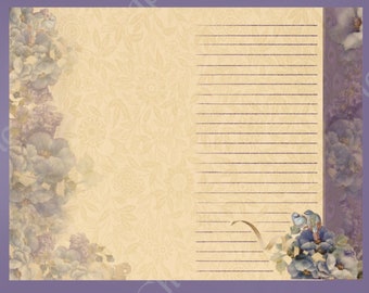 Printable Signature Page Junk Journal Victorian Floral Birds Ribbon Collage Scrapbooking Digital Download Lined & Unlined JPG  11 x 8.5