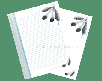 Cancelleria stampabile Junk Journal Insert Eagle Feather Design Digital Download sia foderato che sfoderato J JPG Formato lettera 11 x 8.5