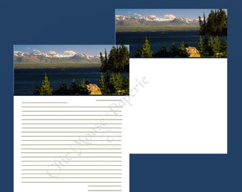 Yellowstone Lake Printable Stationery Photography Digital Download Both Lined  Unlined Jpeg JPG Letter Size 11 x 8.5