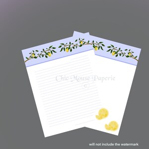 Lemon Tree ramas imprimible papelería tamaño carta Digital Descargar tanto forrado & sin forro JPG JPEG correspondencia Snail Mail