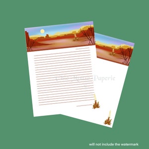 Papelería imprimible pintado desierto digital Descargar ambos forrados y sin forro JPEG letras tamaño 11 x 8.5 correspondencia correo sudoeste
