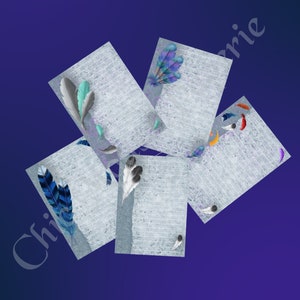 Plumas 5 Diseños Diario Basura Insertar Páginas 7 x 5 Blue Jay Eagle Multi Color Forrado y Sin Forro Papel Papel Imprimible Jpeg Scrapbooking