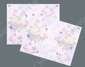 Signature Page Junk Journal Printable  Pastel Floral Bouquet Cottage Shabby Scrapbooking Digital Download Lined & Unlined JPG  11 x 8.5
