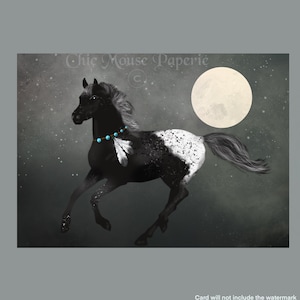 Decke Appaloosa Blankoosa Grußkarte Running Horse Moon Runner Instant Download JPG Jpeg 5 x 7 Original Artwork Ready to Print & Trim