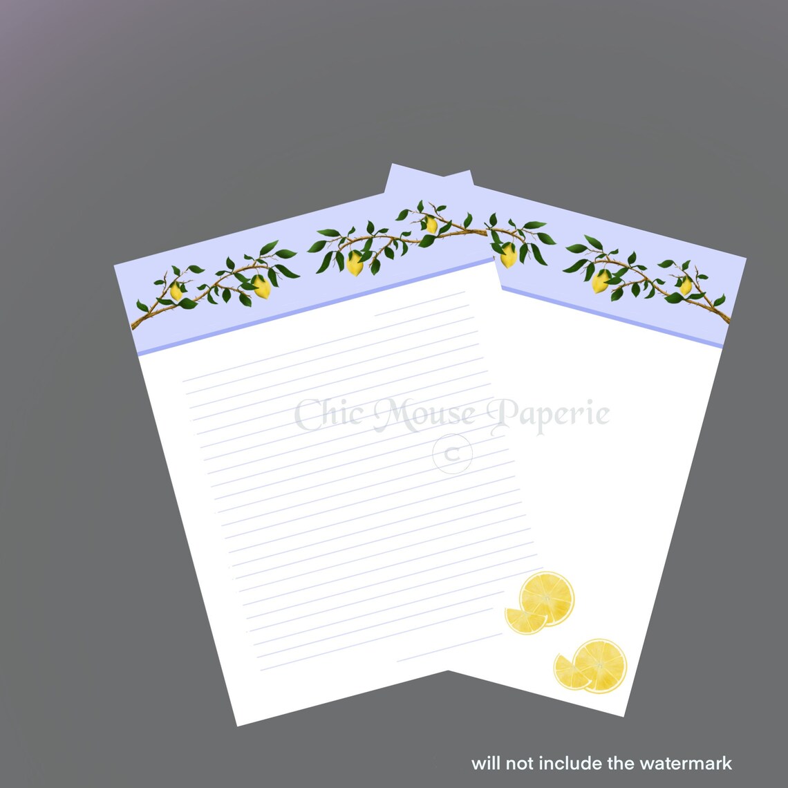 Lemon Tree Branches Printable Stationery Letter Size Digital Download ...
