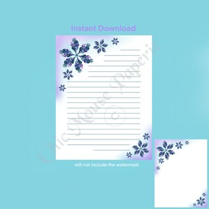 Papelería imprimible caleidoscopio Snowflake Diseño Digital Descargar tanto forrado & sin línea PDF Tamaño de letra 11 x 8.5 Correspondencia Snail Mail