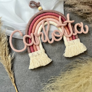 Macramé arcobaleno L personalizzato - regalo battesimo nascita Natale Pasqua decorazione cameretta cameretta bambini