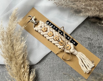 Discontinued model - Best friend personalized keychain macrame boho pendant gift