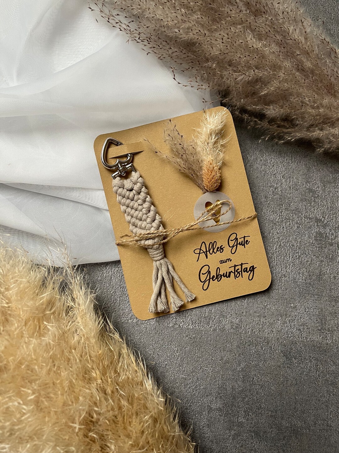 Birthday Gift fishbone Macrame Keychain Small Gift Birthday Card With