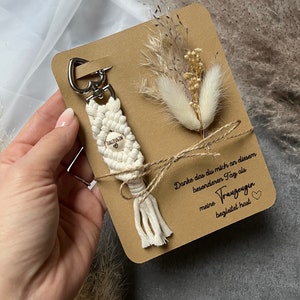 Trauzeugin Danke - Trauzeugin Herz personalisierter Schlüsselanhänger Makramee Boho Anhänger Geschenk kleines Dankeschön