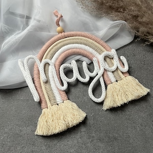 Macramé arcobaleno L personalizzato - regalo battesimo nascita Natale Pasqua decorazione cameretta cameretta bambini