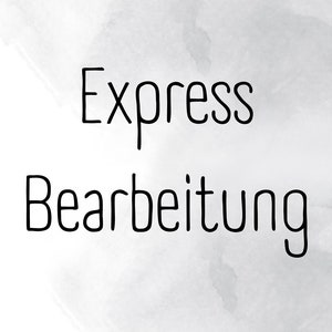 Puede incluir: Fondo blanco con texto negro que dice "Express Bearbeitung".