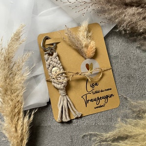 Maid of Honor Bedankt - Maid of Honor Hart Gepersonaliseerde Sleutelhanger Macrame Boho Hanger Cadeau Klein Bedankt
