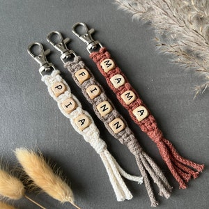 Discontinued model - Personalized keychain macrame boho house purchase Christmas Mother's Day Father's Day guest gift wedding JGA pendant