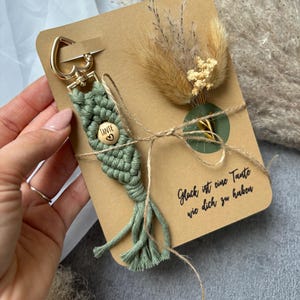 Best Aunt - Aunt Heart Personalized Keychain Little Something Boho Macrame Pendant Gift Set Birthday Present