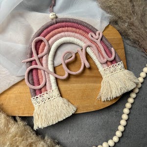 Makramee Regenbogen L personalisiert - Geschenk Taufe Geburt Weihnachten Ostern Dekoration Babyzimmer Kinderzimmer