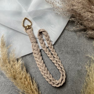 35 cm long Personalized lanyard “Braided” - thin, boho long braided - key ring \ gift idea Christmas house purchase