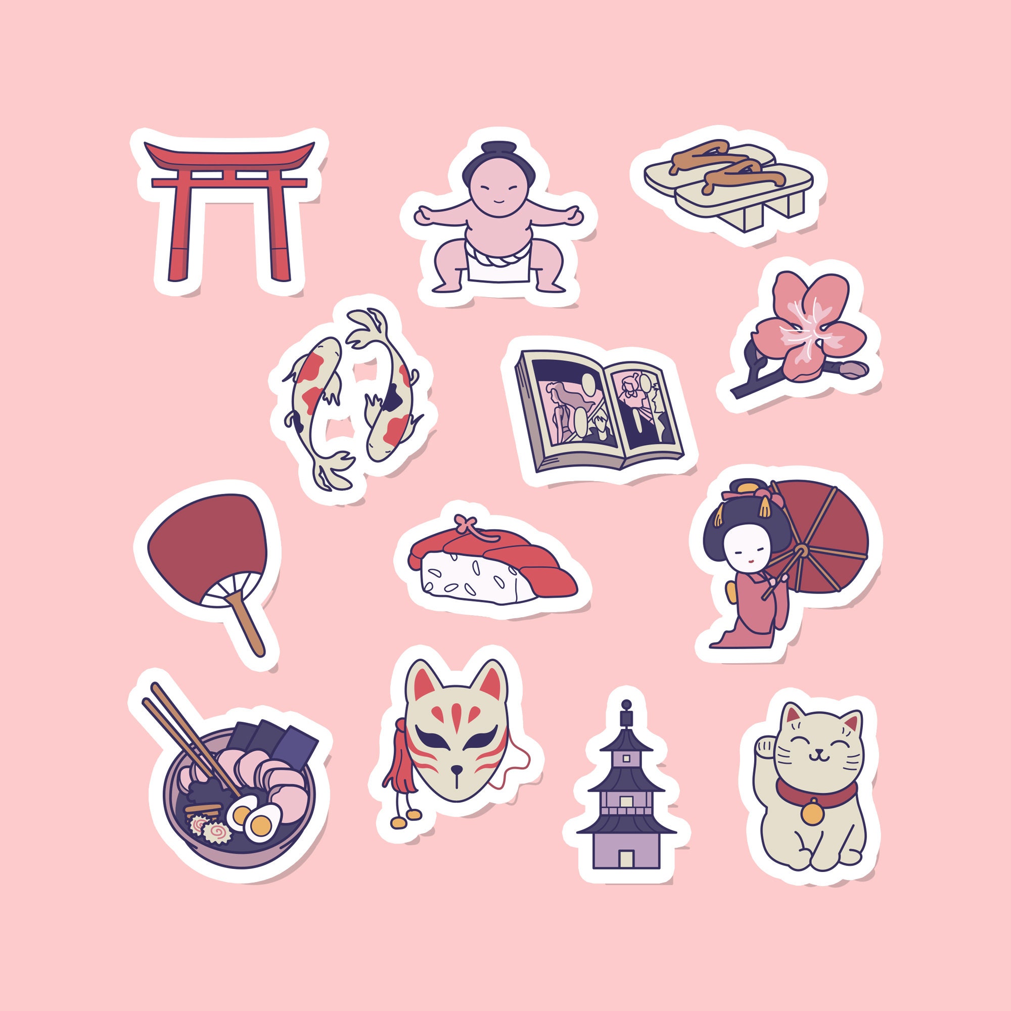 Japanese Culture Stickers cute japanese stickers vsco | Etsy