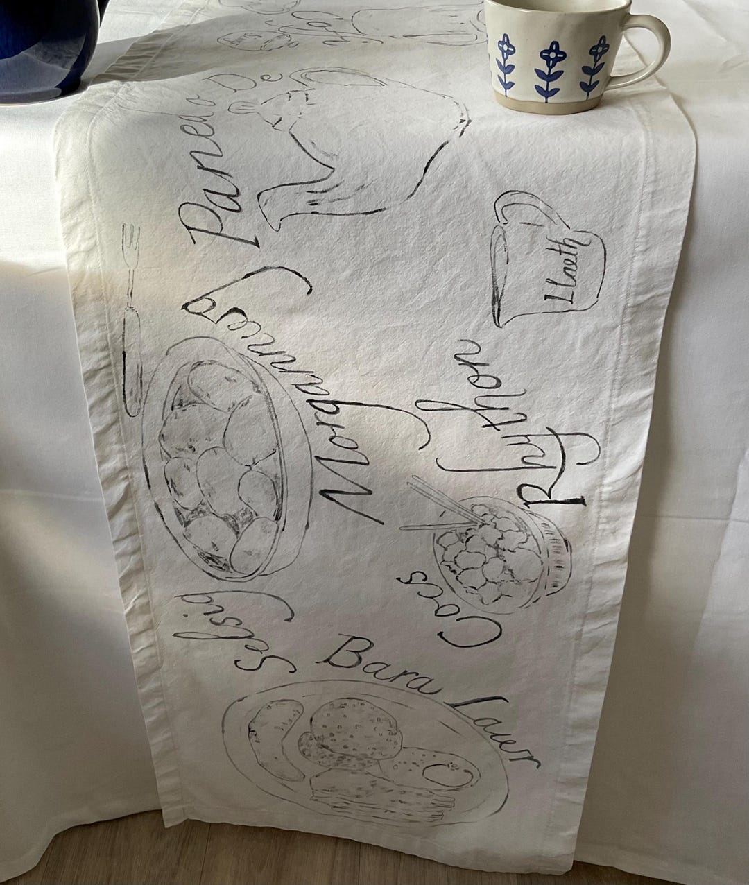 Hand Painted Welsh Breakfast Table Runner: Eco-friendly Cotton - Etsy