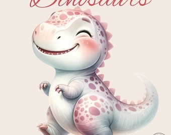 Watercolor Funny Dinosaur Clipart, Funny, Dinosaur Birthday Party Decor, Baby Dinosaur,Stickers,Baby Shower, PNG, Baby Boy Nursery Decor