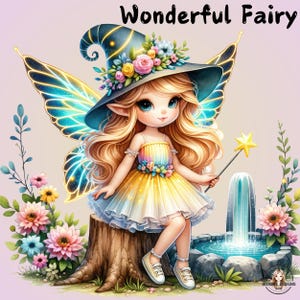 Watercolor Fairy Clipart, wonderful Fairy PNG, Fairy Garden, Mushroom Clipart,Forest Graphics, Floral Clipart, Magical Fairy Nusery Clipart