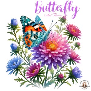 Borboletas Clipart, Borboletas em Aquarela Clipart, Borboletas Florais Clipart, Borboletas Coloridas PNG, Scrapbooking, Casamento Clipart