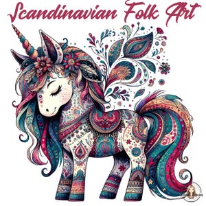 Scandinavian Folk Art Clipart, Nordic Wall Art, Bedroom Living Room Home Cafe Decor, Scandinavian Art, Scandinavian Swedish animal Folk Art