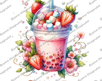 Bubble tea kawaii clipart, Cute Bubble tea clipart, Boba tea clipart, fruits Bubble Tea Clipart Bundle, bubble tea PNG, drinks clipart