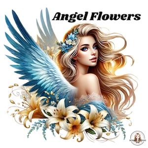 Angel Clipart, Heavenly Angel Clipart Bundle, 20 High-Quality Designs, Spiritual Art, Printables, Heaven Clipart, Angel Wings,Commercial Use