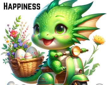 Watercolor Cute Dragon Clipart, green Dragon Png Bundle,Cute Animal Illustration, Fantasy Dragons Clipart, Unlimited Commercial Use Crafts