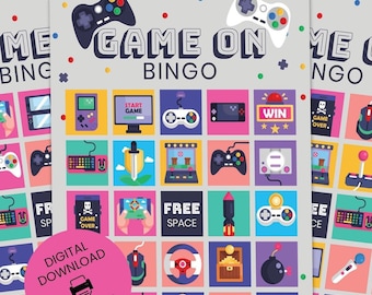Printable Video Game Bingo | 30 Players | Game On gaming party activity INSTANT DOWNLOAD