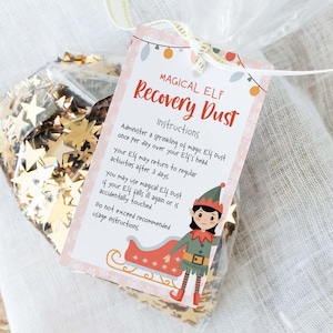 Editable Christmas Elf Magical Recovery Dust Tag | Girl personalized elf been touched card, Elf is sick prescription INSTANT DOWNLOAD C07